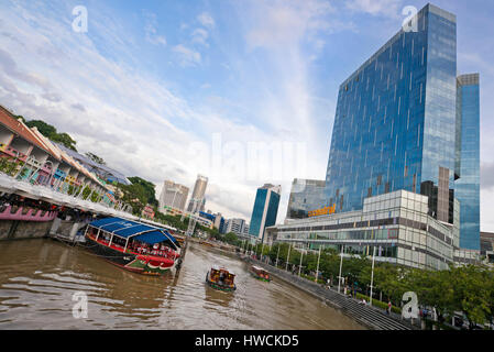 Vista orizzontale di Clarke Quay a Singapore. Foto Stock