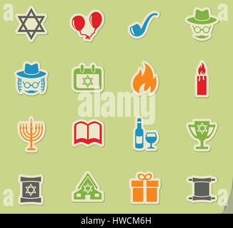 Hanukkah web icone per la progettazione di interfacce utente Illustrazione Vettoriale