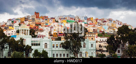 Colorata architettura del Barrio di San Juan in Las Palmas. Las Palmas de Gran Canaria, Spagna. Foto Stock