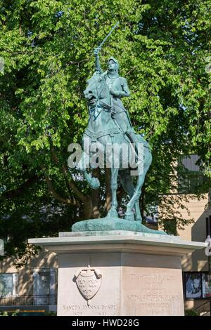 Canada, Québec, Provincia di Quebec City e dai Champs de Bataille park, il giardino di Giovanna d'arco, statua equestre di Giovanna d'arco Foto Stock