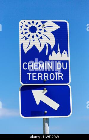 Canada, Provincia di Quebec, Laurentians, minore Laurentians, il percorso turistico del Chemin du Terroir segno Foto Stock