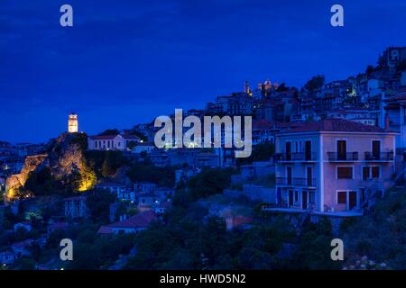 Grecia Grecia Centrale Regione, Arahova, vista città vicino a Mt. Parnassos, alba Foto Stock