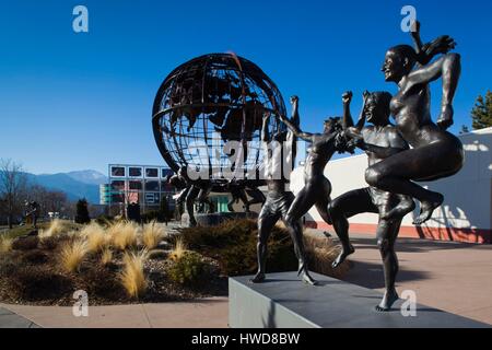 Stati Uniti, Colorado Colorado Springs, Stati Uniti Olympic Training Center, scultura Foto Stock