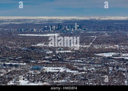 Stati Uniti, Colorado, Golden, vista in elevazione di Denver dal Lookout Mountain Foto Stock