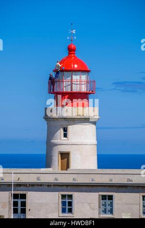 Il Portogallo, arcipelago delle Azzorre, sull isola di Flores, Ponta do Albernaz, Albernaz faro Foto Stock