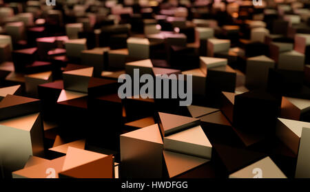 I triangoli di colore arancione come astratta sfondo sfocato. 3D render illustrazione. Foto Stock