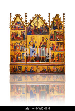 Gotico pannello verniciato Retablo dei Santi Giovanni da master di Santa Coloma de Queralt. Museo Nazionale di Arte Catalana di Barcellona, Spagna, 004351-CJT Foto Stock