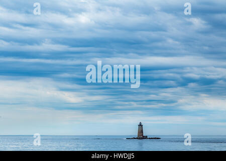 Whaleback luce è un faro storico segna la bocca del fiume Piscataqua tra il nuovo castello, del New Hampshire e Kittery, Maine. Si trova Foto Stock