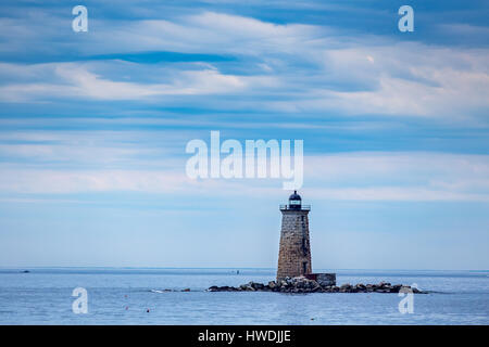 Whaleback luce è un faro storico segna la bocca del fiume Piscataqua tra il nuovo castello, del New Hampshire e Kittery, Maine. Si trova Foto Stock