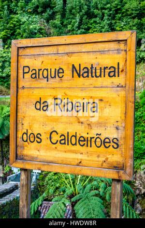 Il Portogallo, arcipelago delle Azzorre, isola Sao Miguel, costa nord, Achada, Ribeira dos Caldeiroes Natura Park Foto Stock