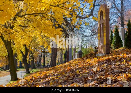 Canada, Provincia di Quebec, Montreal, Côte des Neiges cimitero in autunno Foto Stock