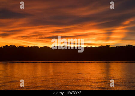 Sunset over Ujung Kulon National Park, Java, Indonesia Foto Stock