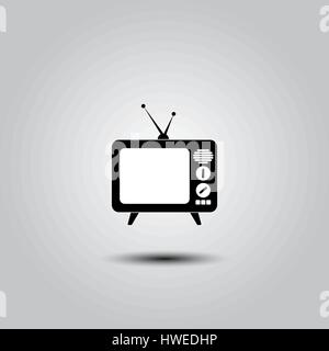 Icona tv in un elegante stile piatto isolato su sfondo grigio. Simbolo della televisione per il vostro web site design, logo, app, UI. Illustrazione vettoriale EPS10. Illustrazione Vettoriale
