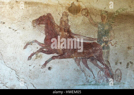 Italia Lazio Ostia Antica - tenement degli aurighi - Affresco Foto Stock