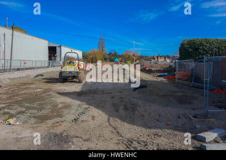 I lavori per la nuova strada di collegamento dalla A49 Edgar Street per la A465 Comercial Road Hereford REGNO UNITO 09/03/2017 Foto Stock