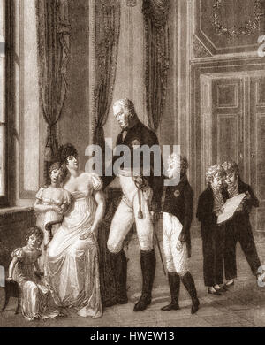 La coppia reale con i loro figli, Federico Guglielmo III, 1770-1840, re di Prussia e Louise di Mecklenburg-Strelitz, 1776-1810 Foto Stock