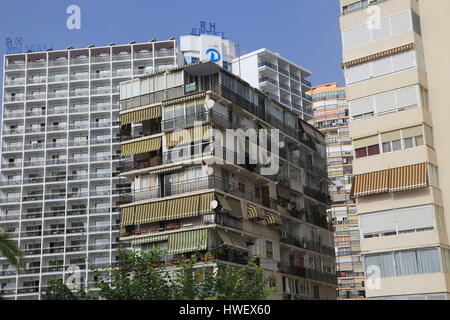 Il Princesa Hotel e alta edifici di appartamenti a Benidorm, provincia di Alicante, Spagna Foto Stock