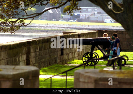 Pistola russa, Berwick bastioni Foto Stock