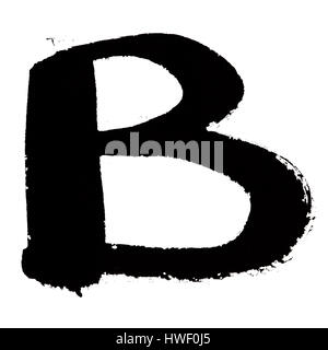 B - inchiostro nero lettere isolate su uno sfondo bianco Foto Stock