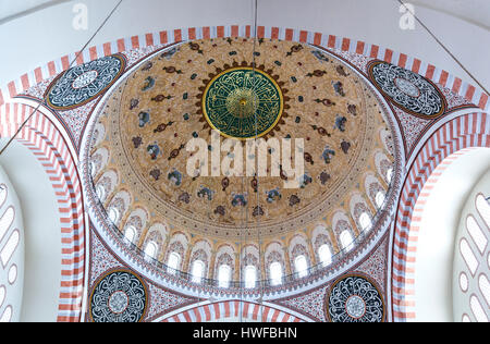 Cupola interna, Moschea Suleymaniye Istanbul, Turchia Foto Stock