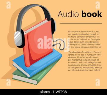 Guida audio o audio icona libro Appartamento stile design illustrazione vettoriale Illustrazione Vettoriale
