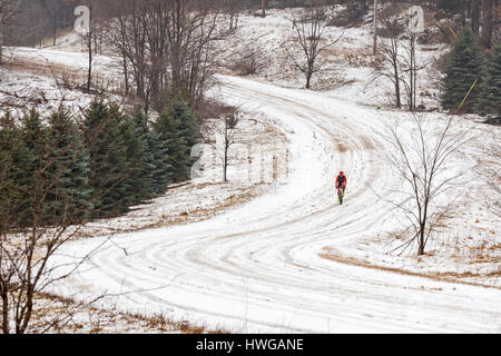 Erba sul Lago Michigan - un pilota della 100K Waterloo G&G strada di ghiaia gara sulle strade che attraversano la Waterloo Stato Area ricreativa. Foto Stock