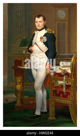 L'imperatore Napoleone nel suo studio alle Tuileries Parigi Francia 1812 dipinto da Jacques-Louis David Foto Stock