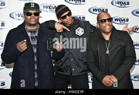 Bala Cynwyd, PA, Stati Uniti d'America. 11 gennaio, 2017. American R&B Gruppo Bell Biv DeVoe visita WDAS prestazioni del teatro. Foto Stock