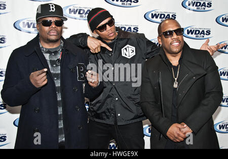 Bala Cynwyd, PA, Stati Uniti d'America. 11 gennaio, 2017. American R&B Gruppo Bell Biv DeVoe visita WDAS prestazioni del teatro. Foto Stock