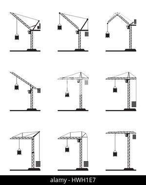 Diverse gru a torre - illustrazione vettoriale Illustrazione Vettoriale