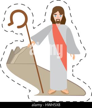 Cartoon Gesù Cristo risorge - via crucis Illustrazione Vettoriale