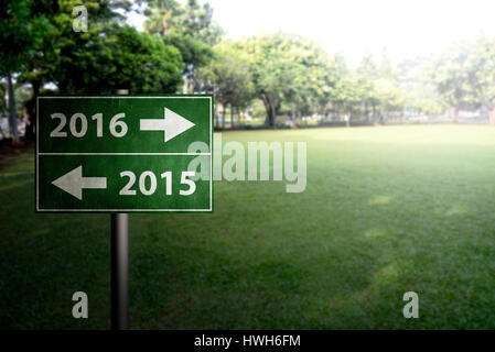 2016 cartello che mostra il modo in cui all'aperto Foto Stock