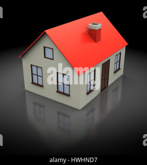 3d illustrazione della casa generico, su sfondo nero Foto Stock