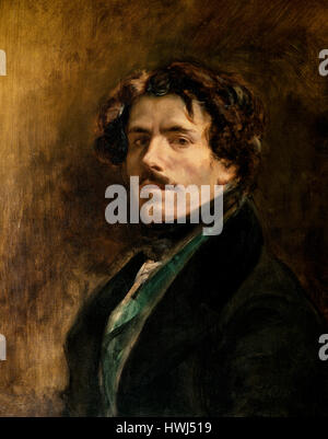 Eugene Delacroix (1798 - 1863). Il francese artista romantico. Self-portrait, 1837. Il museo del Louvre. Parigi. La Francia. Foto Stock