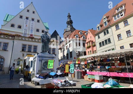 Altbauten, San Andreaskirche, Markt, Lutherstadt Eisleben, Sachsen-Anhalt, Deutschland Foto Stock