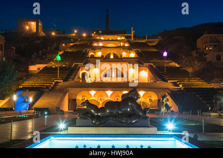 Yerevan cascata all'alba, Armenia, Medio Oriente e Asia Foto Stock