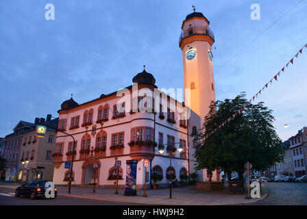 Il Rathaus, Ludwigstrasse, Hof an der Saale, Oberfranken, Bayern, Deutschland Foto Stock