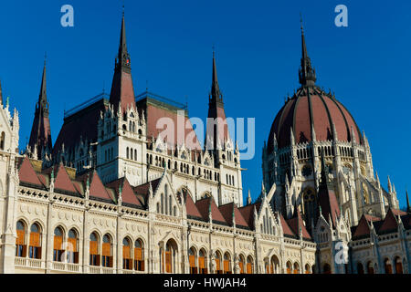 Parlamentsgebaeude, Kossuth Lajos ter, Budapest, Ungarn Foto Stock