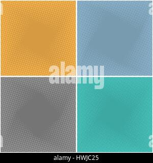 Set di sfondi astratti con metà tono effetti. Punti le texture con posto per testo, illustrazione vettoriale. Illustrazione Vettoriale