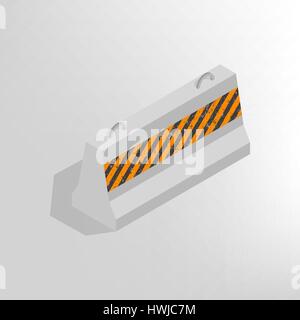 Ferro da stiro in blocchi di cemento per barriere con un markup, isolati su sfondo bianco. Gli elementi di design per la ricostruzione. Appartamento 3D isometrica stile, illu vettore Illustrazione Vettoriale
