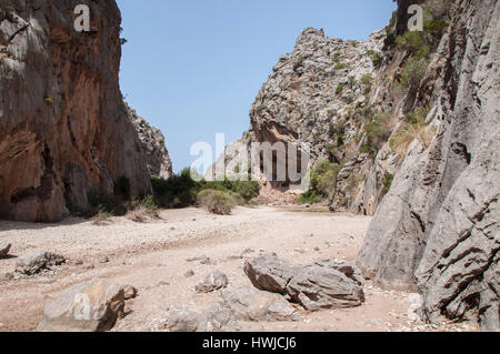 Gorge Torrent de Pareis, Escorca, Sa Calobra, Serra de Tramuntana, isole Baleari, Palma di Mallorca, Spagna Foto Stock