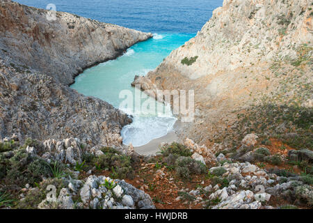 Spiaggia di Agios Stefanos, Creta, Grecia Foto Stock