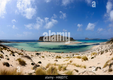 Balos Beach, penisola Gramvousa, comunità locale Kissamos, distretto regionale di Chania, Creta, Grecia Foto Stock