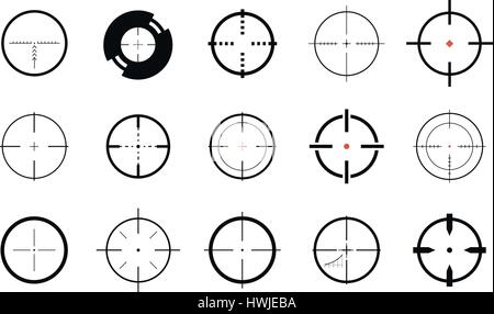 Sniper sight, il simbolo. Mirino, target di set di icone. Illustrazione Vettoriale Illustrazione Vettoriale