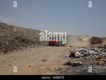 Carrelli in Koshe discarica, Addis Abeba regione, Addis Abeba, Etiopia Foto Stock