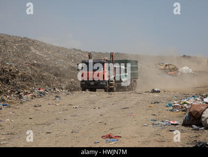 Carrelli in Koshe discarica, Addis Abeba regione, Addis Abeba, Etiopia Foto Stock