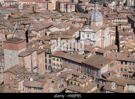 La vista sui tetti di Siena da Torre del Mangia, Toscana, Italia Foto Stock