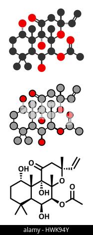 Il Forskolin (coleonol molecola). Stilizzata 2D Rendering e tradizionale formula scheletrico. Attiva l'enzima adenil ciclasi, risultante in un aumento Illustrazione Vettoriale