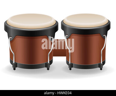 I tamburi di bongo strumenti musicali stock illustrazione isolati su sfondo bianco Foto Stock