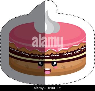 Kawaii torta icona cartoon su sfondo bianco. design colorato. illustrazione vettoriale Illustrazione Vettoriale